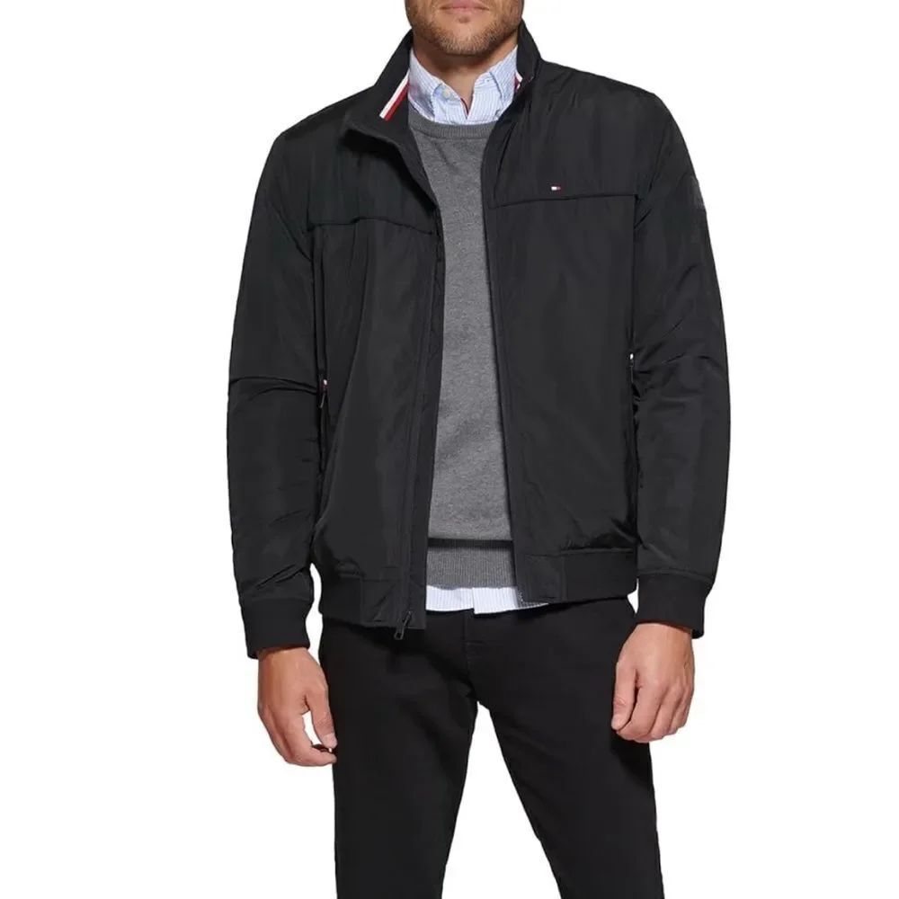 Tommy Hilfiger Men's Performance Black Bomber Jacket Size Large NEW with Tag